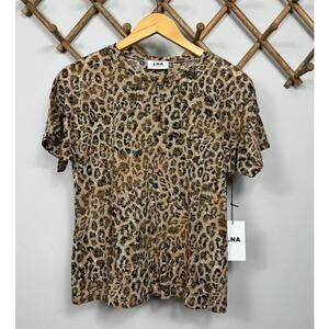 New LNA Leopard Burnout Boxy Crew Tee Size S
